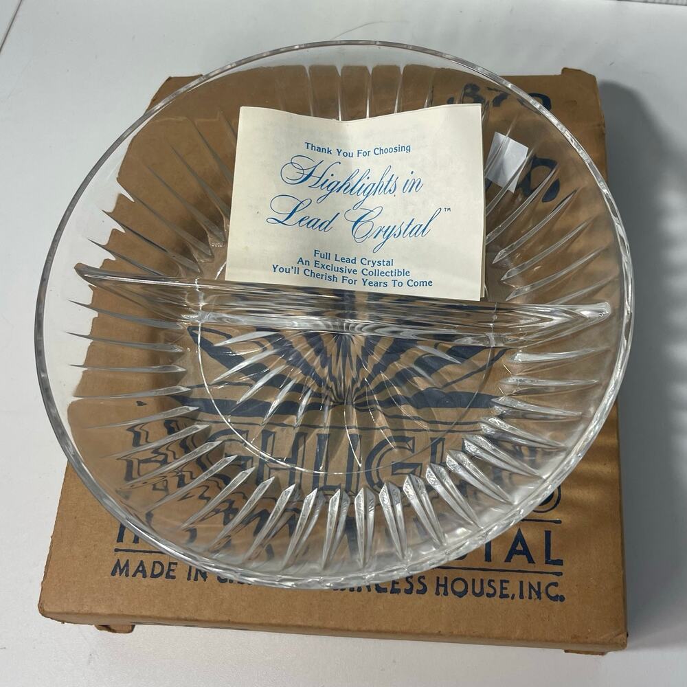 Vintage Princess House Highlights Lead Crystal Serving Dish # 870 - with Box